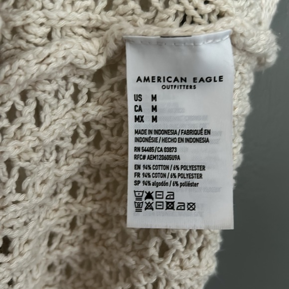 American Eagle Stitched Button Front Cardigan Cream - Picture 6 of 6